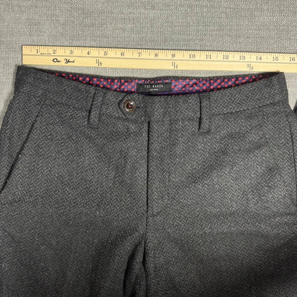 Ted Baker London Wool Blend Tailored Trousers Gray Glen Check Men's‎ 30x31